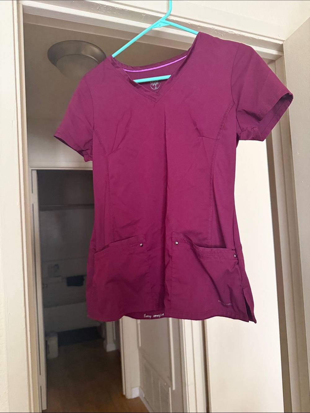 Women's V-Neck Scrub Top & bottoms in berry- Unbranded